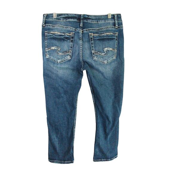 Silver Jeans Womens 30 Blue Elyse Capri Stretch Distressed - Picture 10 of 10